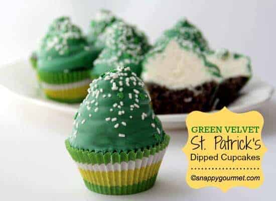 Green Velvet St. Patrick's Day Dipped Cupcakes