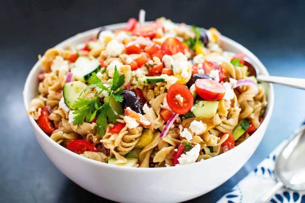 cold pasta salads for summer cookouts - greek pasta