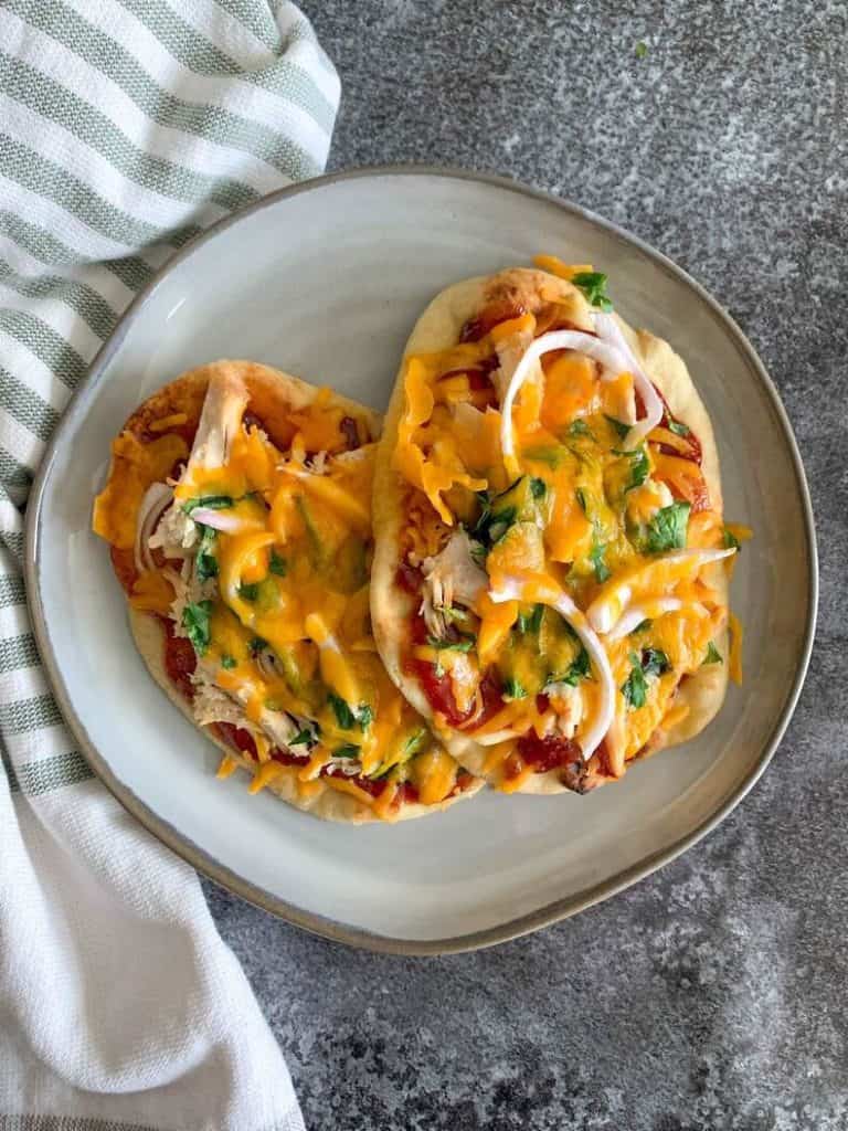 BBQ Chicken And Spinach Naan Pizzas