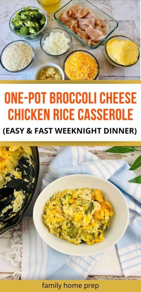 one-pan broccoli cheese chicken rice casserole